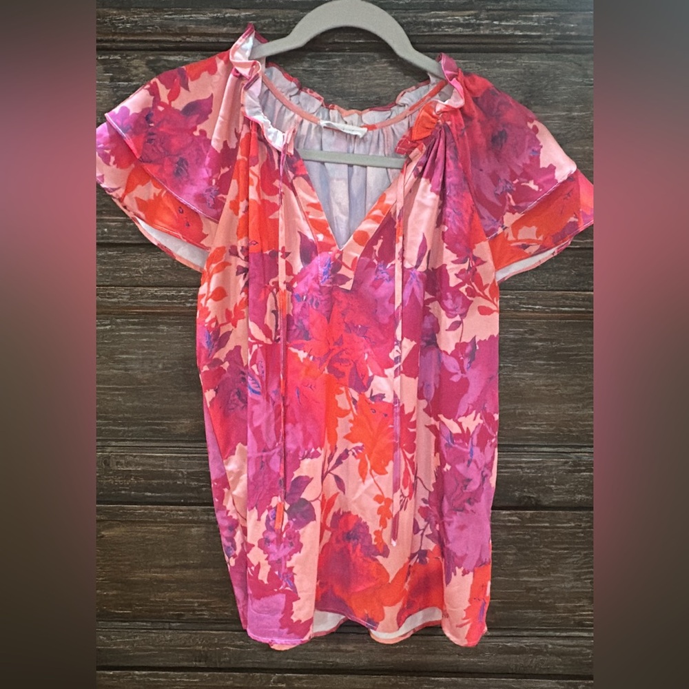 Floral Pink and Red Women's Top
